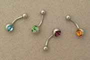 navel barbell single jewelled